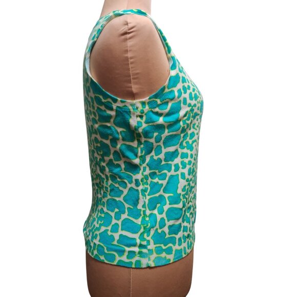Joseph A XL Turquoise Green Abstract Animal Print Sleeveless Scoop Neck Knit Top - Picture 3 of 10